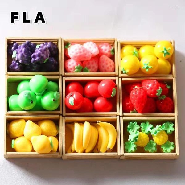 Estatuetas decorativas 2/8pcs resina tridimensional resina de frutas DIY decoração em miniatura de banana acessórios para cabelos de maçã brincos