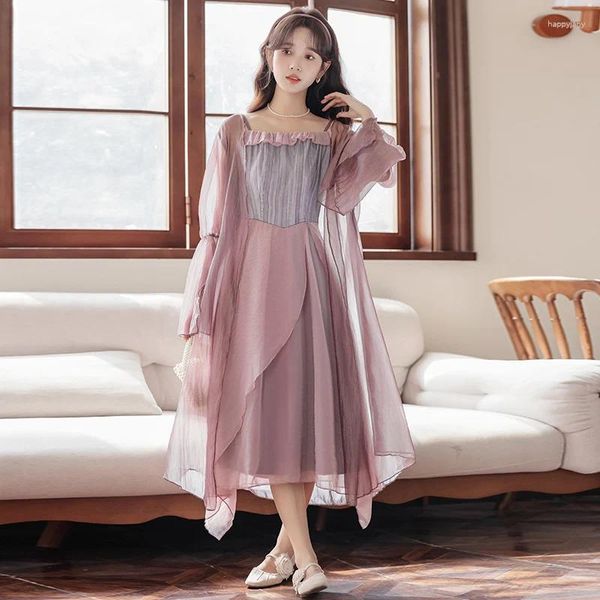 Lässige Kleider chinesischer Stil süßer Hanfu -Kleid Frauen traditionelle elegante Blumendruck Prinzessin Oriental Fairy Cosplay Bühne Tanzrobe