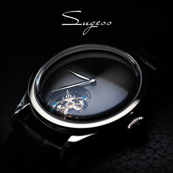 Saatler Sugess 38mm Tourbillon Menhalizm Minimalizm Dome Sapphire Kristal Mekanik Koltlar Tianjin S8000 Handwind hareketi