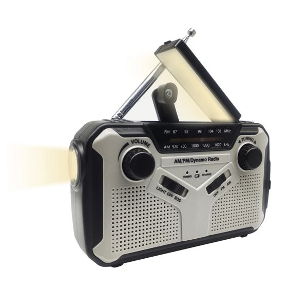 Радио 2500 мАч Аварийное Погодное радио 4 способа питания портативной солнечной батареи AM FM Weather Radio Radio Lamp