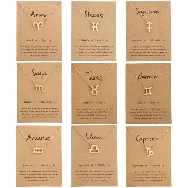 Halsketten 12 Sternhalte Halsketten für Frauen Mädchen Widder Capricorn Taurus Halskette Geschenke Message Kartenanhänger Schmuck Schmuck