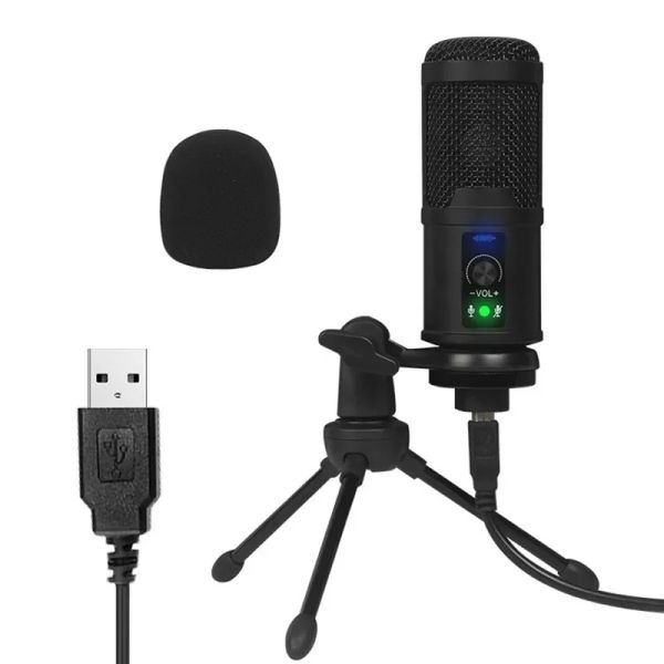 Microfones microfone USB para streaming de jogo 192K Condensador de mesa conjunto para laptop/gravação de computador karaokê conectada com tripé