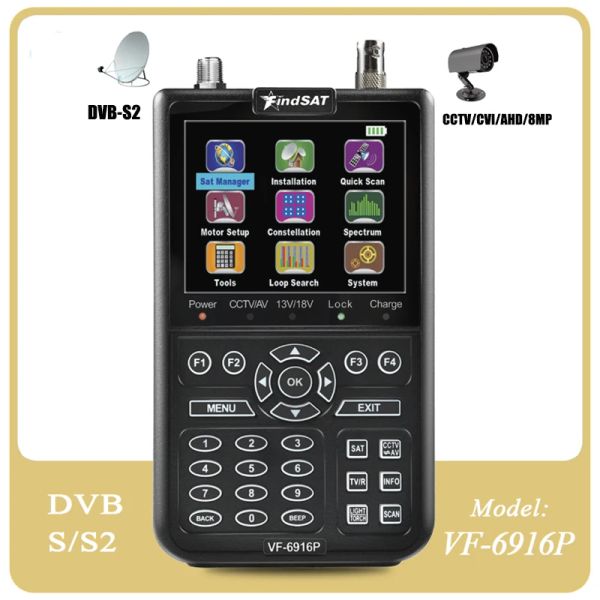 Finder VF6900 Satellitenfinder HD Digitaler Messgerät für Satellitenempfänger 1080p HD DVBS/S2 Satfinder Handhelmeter CCTV AHD 8MP SAT FEEDE