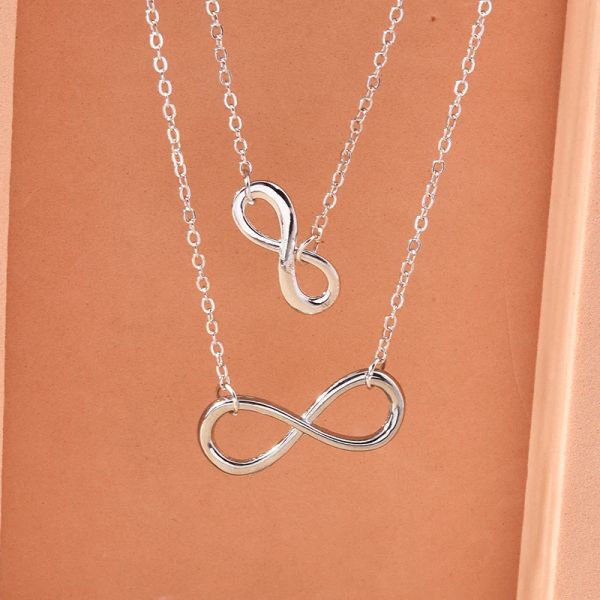 Halskette Aihua Mode Infinity Anhänger Halskette für Frauen Gold Silber Farbketten Infinity Symbol Partykragen Schmuck am Hals