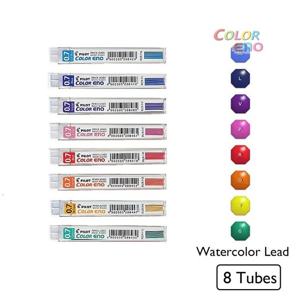 8pcs/lote kawaii color piloto e lápis mecânicos chumbo 0,7 mm grafite lápis aquarela Lápis Lápis Crayon japonês 240422