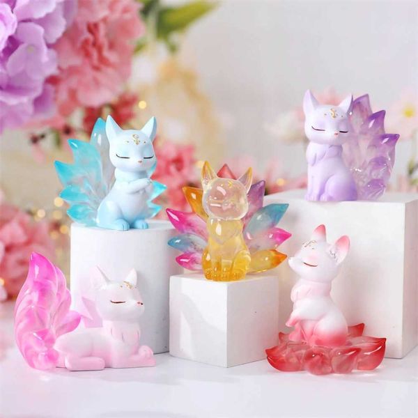 Blind Box New Nine-T-Cauded Fox Figura Blind Box Cute Ornamentos de mesa