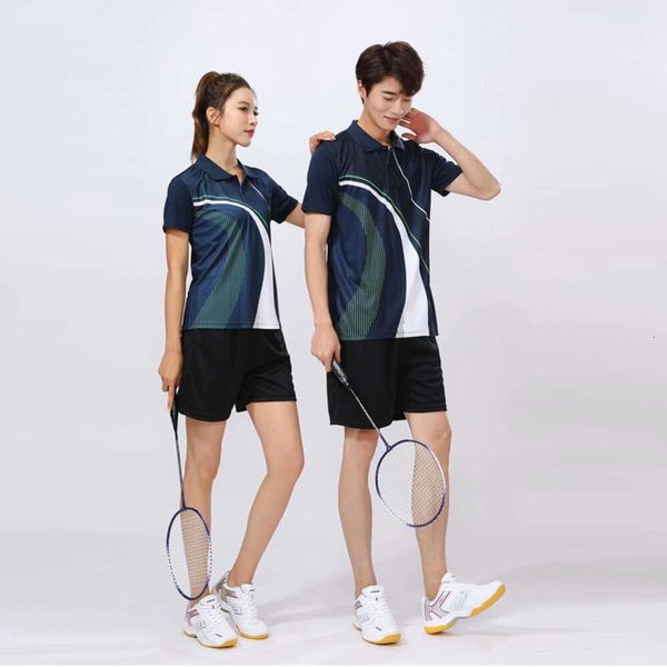 Neue Männer mit kurzem Ärmel schweißabsorbierend und atmungsaktiv Badminton Jersey Frauen Tischtennis Sportbekleidung Set Druck