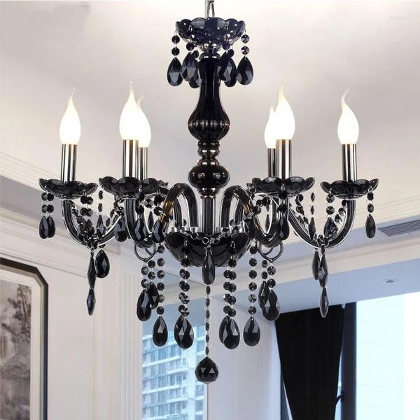 Lampadiers in stile europeo Black Living Room Crystal Lampada moderna semplice Dining Home Chandelier Retro Internet Cafe Luce creativa