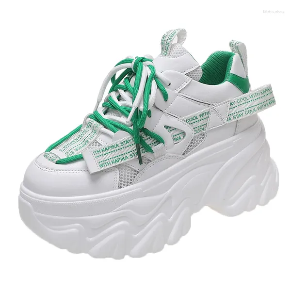 Sapatos casuais mulheres tênis grossa designer branco papai alto ulzzang msh verão respirável plataforma esportiva