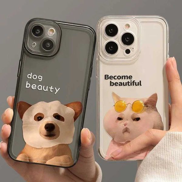 Bumpers de telefone celular tão fofos cães de animais de estimação TPU TPU Soft Telefone para iPhone 13 12 mini 11 14 Pro Max XR x Xsmax 7 8 Plus SE 2020 Capa Y240423