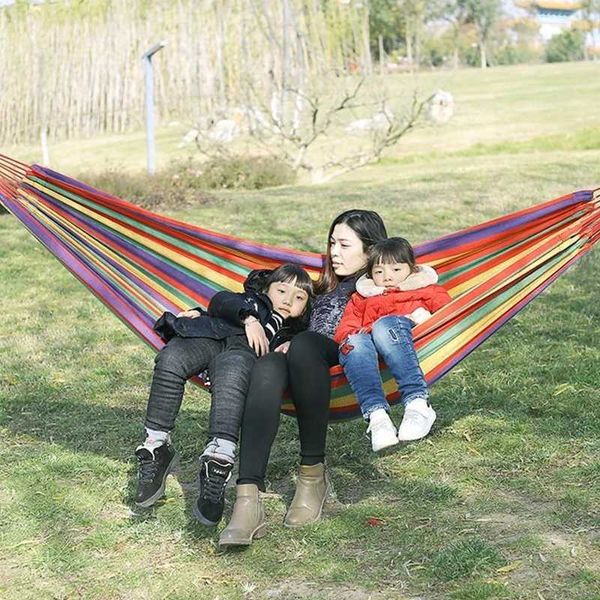 Móveis de acampamento Hammock Outdoor Nylon Hammock Leisure Swing Cadeira pendurada Camping Y240423