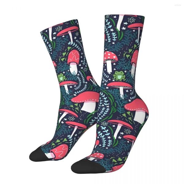 Herrensocken Retro Toadstools und Frösche Pilz Unisex Neuheit Nahtloses gedrucktes lustiges Crew Socken Geschenk