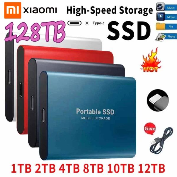 Оборудование xiaomi Portable 1TB 2TB SSD 128TB Внешний жесткий диск Typec USB 3.1 Высокая скорость 8 ТБ 64TB Внешнее хранилище жесткие диски для ноутбуков для ноутбуков
