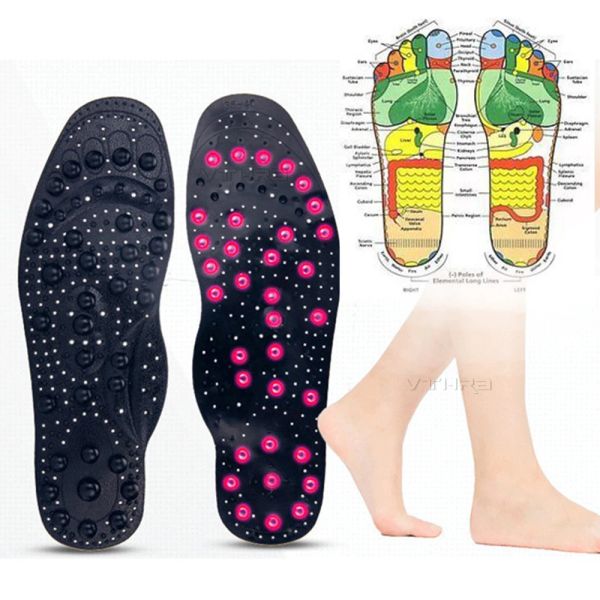 Massagegeräte Magnettherapie Einlegesohlen Verbessert Upgrade 68 Magnete erweiterte Fuß Akupressurschuhpolster Massage Abschleife Einlegesohlen Unisex Insert