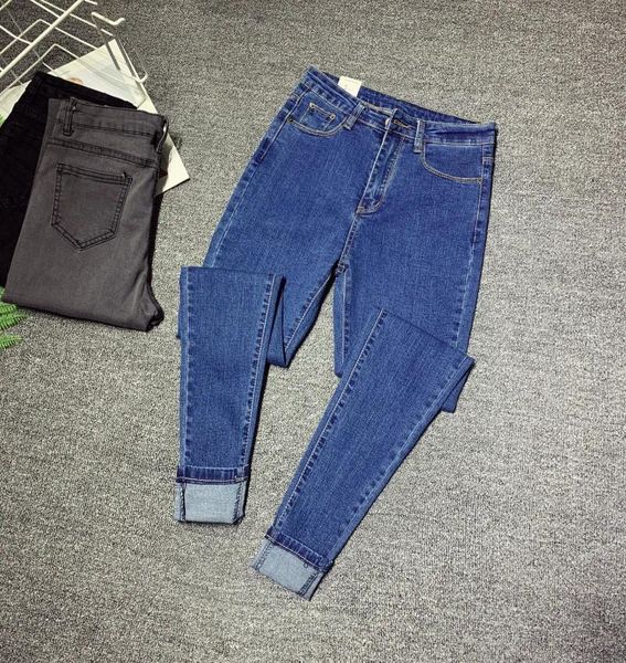 Jeans femininos feminino moda alta cintura roupas femininas garotas garotas de streetwear de rua esticada de jeans de jeans quebrada codificação xc4