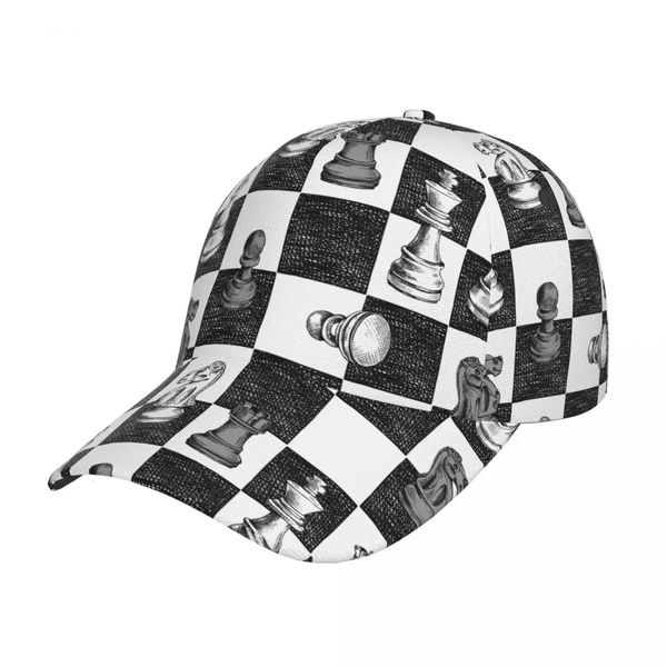 Baseball Caps Board Game a scacchi Figure a scacchi per uomini Trucker Cap Cap Casual Whitedwear in bianco e nero 240323