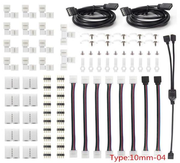 10mm 4pin RGB Kits de conector de luz de tira LED com tits jumpers de tira tlhapers clipes conexão de conexão Terminal de emenda LED6094971