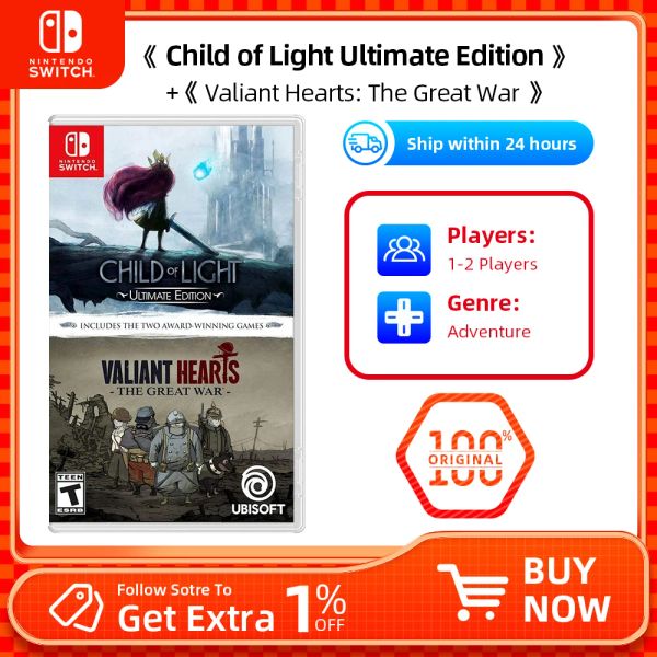 Opera filho de Light + Valiant Hearts: The Great War Nintendo Switch Game Cartidge Physical Card para Nintendo Switch OLED Lite