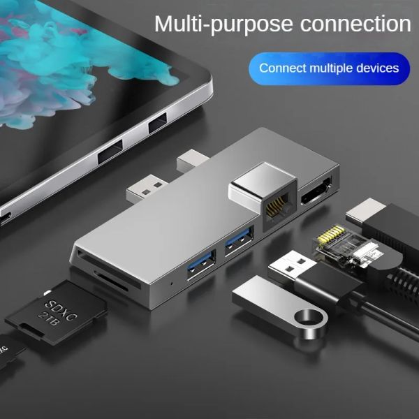 Hubs USB 3.0 Hub Docking Station Hdmicompetible SD/TF Card Hearder Hub Gigabit Network Converter для Microsoft Surface Pro 4/5/6