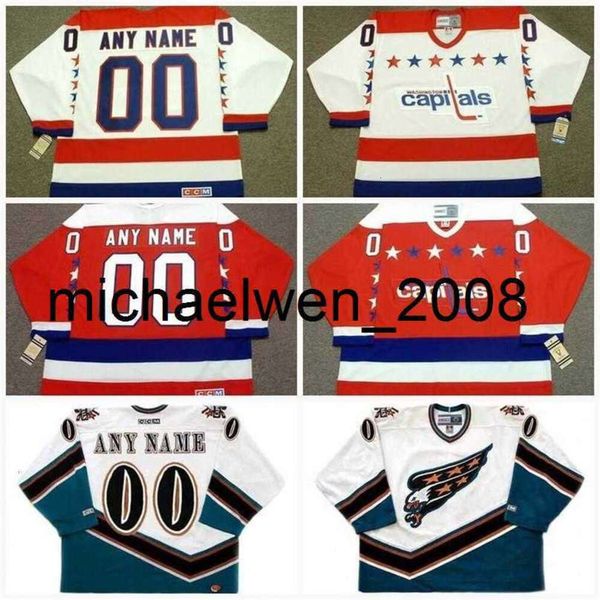 KOB Washing Jersey Mens personalizado com qualquer nome Nome Vintage CCM Old Hockey Jerseys Goalie Cut personalizado