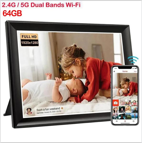 Smart PO Frame 2,4G/5G WiFi Digital PO Frame 10.5 IPS 1920x1280 Voller HD -Touchscreen in 64 GB über Frameo App 240409