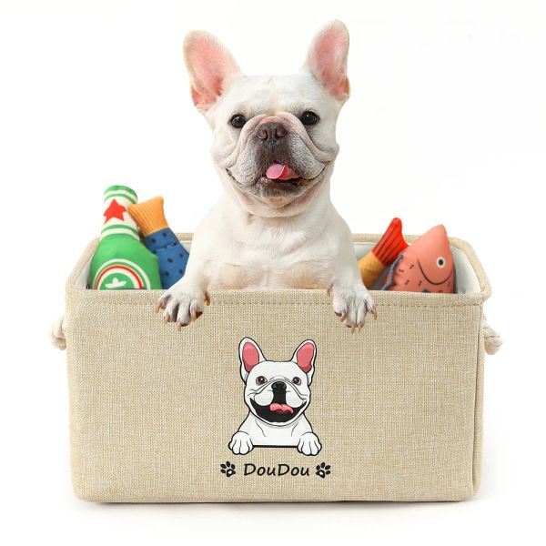 Acessórios Cestos de brinquedos para cães personalizados Impressão grátis CAT CAT NOME Caixa de armazenamento de animais de estimação para roupas de brinquedo Organizador de cães Pet Dog Supplies