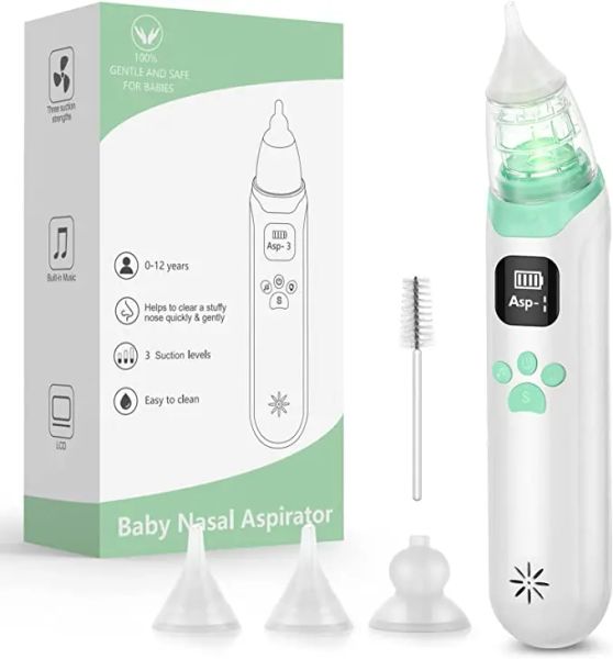 Aspiradores# limpador elétrico de nariz de bebê com música sugam ranho macio silicone ajustável