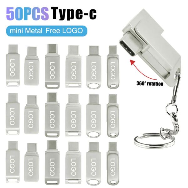 Azionamento 50pcs Tipo C Mini Ultra Dual USB Flash Drive 128GB Memory Stick 64GB Regalo creativo per business USB2.0 Flash Drives Logo personalizzato