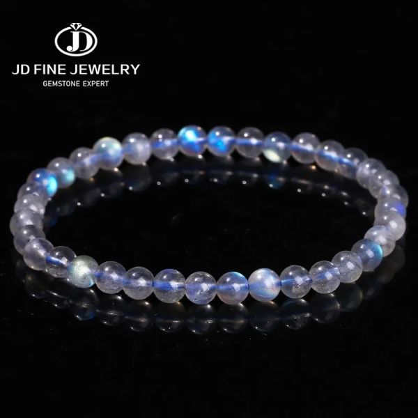 Strands JD 5A genuino naturale naturale moon pietra di luna traffico di braccialetti donne uomini flash luce blu flash labradorite filand Energy Bracciale