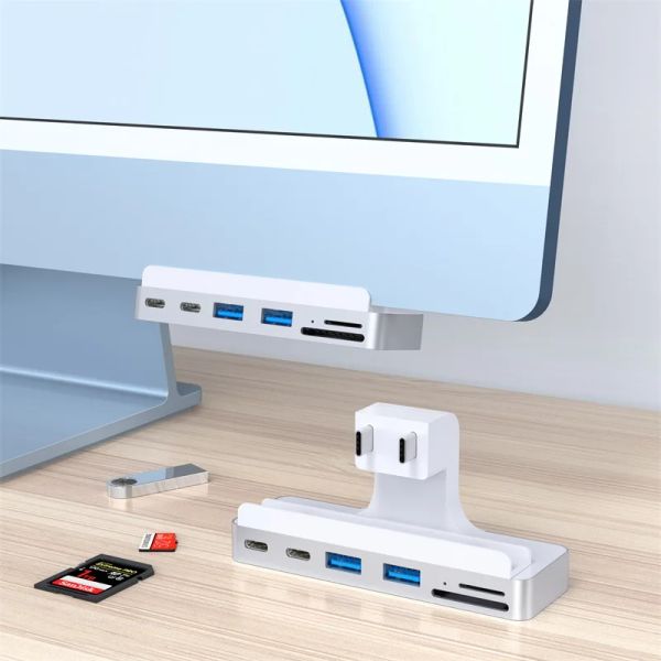 Estações colorii USB C CLAMP HUB TIPEC para 2021 IMAC com USB C USB 3.0 Micro/SD Reader 4K HD Docking Station Acessórios IMAC