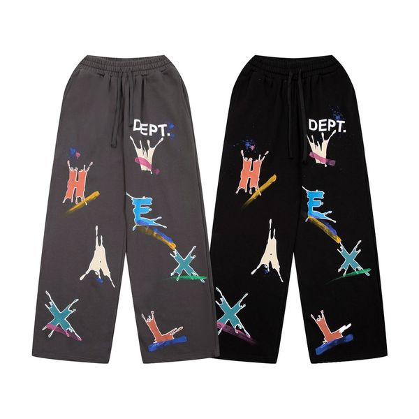 Lackierte Jogginghosen Hosen Eurgröße Männer Hip Hop Wide Bein Unisex Print Jogger Draw String Street Wear Hosen Echte Bilder