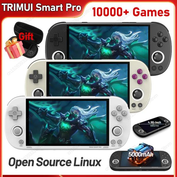 Игроки Trimui Smart Pro Handheld Game Console 4,96 -дюймовая HD IPS Screen Retro Arcade System Portable Game Player с подарком по сумке Kids Gift