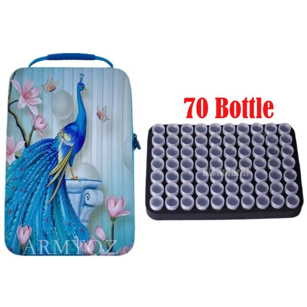 Stitch 70 bottiglie rotonde Diamond Painting Box scatola da ricamo perle 5D Strumenti di trasporto di custodie per il contenitore Rhinestone Accessori di pavone