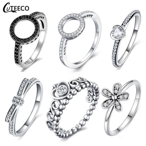 Bands Cuteco Silver Color Clear CZ Verlobungsring für Frauen Originalmarkenringe Anillo Hot Sale Ehering Band Schmuck Dropshipping