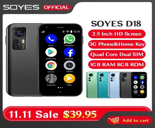 Super Mini Android смартфона Сотовые телефоны разблокированы Google Play Original Soyes MTK6580 Quad Core 1GB 8GB 50MP Dual SIMP Mobile Phon8425185