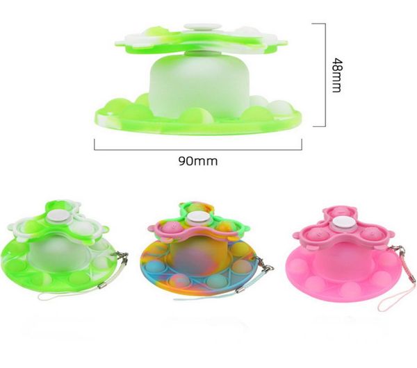 Il set di portachiavi giocattoli spinner brillerà tie-dye di silicone morbido per triangolo sensoriale di bolle per ansia da ADHD Stress6631281
