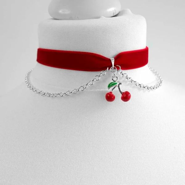 Halsketten Red Velvet Cherry Choker mit Ketten Mode Schmuck Schöne Delikatesse Neuheit 2020 Neue Frauen Freundin Geschenk Halskette Charme