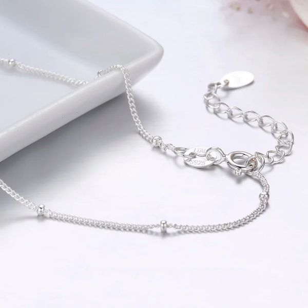 Fili 22+3 cm sottile puro puro 925 Sterling Sterling Silver Corb Catena di perline Cadlet per donne Bracciale per gamba per gioielli per donne Bracciale a piedi nudi tobilli