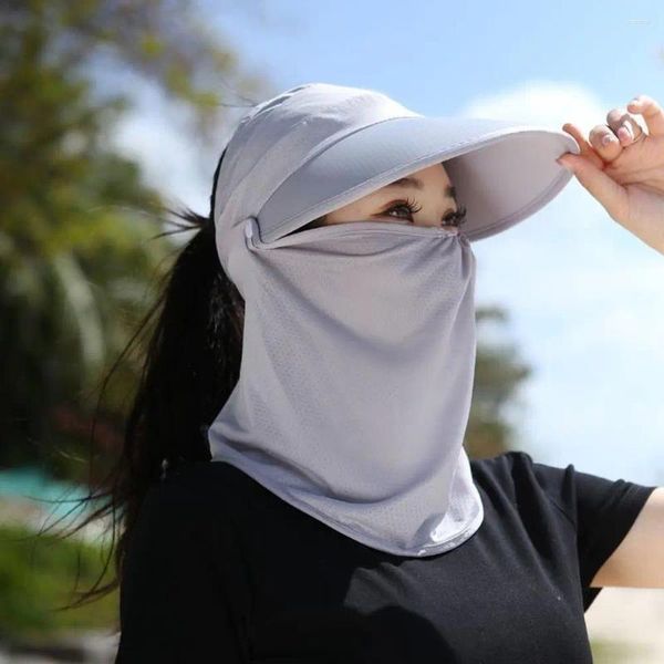 Chapéus largos de lazer de verão Capa de protetor solar capa Sun capuz Hat anti-UV Silk CheardrgEar para mulheres escaladas de ciclismo passeando pela corrida