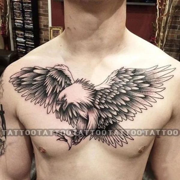 Tattoos Punk Eagle Tatoo Aufkleber dauerhafte falsche Tattoo für Frau Mann Brust sexy temporäre Tattoo Kunst Faux Bird Tattoos wasserdichte Tatuajes