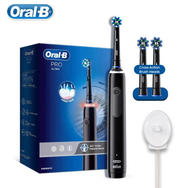 Cabeças oral b dentes de dentes elétrica Pro Ultra Deep Clean 4 Modos 4 Modos Smart Sensor Pressão Timer Timer de dente Adulto Pincel Ipx7 Imper impermeável