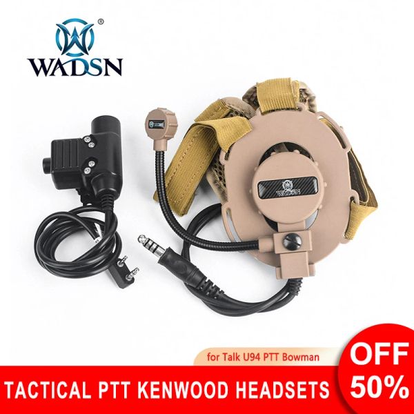 Accessoires Wadsn Bowman Evo III Softair Headsets Ohrhörer Airsoft -Kopfhörer+Drückung, um u94 Tactical Ptt Kenwood Adapter WZ183 zu sprechen