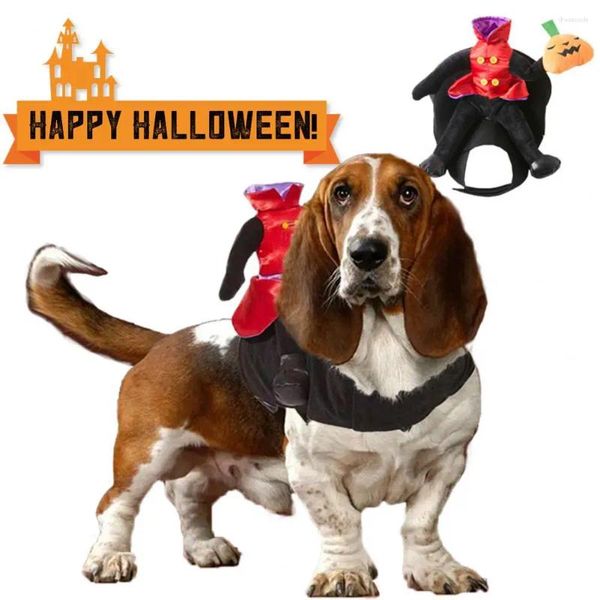 Abbigliamento per cani vestiti in forma di sella a forma di sella mandrino mandrino ispirato costume di Halloween design per cavalcate di zucca per animali domestici medi