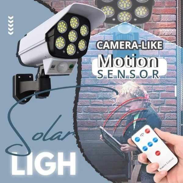 Настенная лампа Солнечный светодиодный датчик движения Spotlight Spotlight Spreadoor Security Моделирование поддельная фиктивная камера Регулируемое вращение для