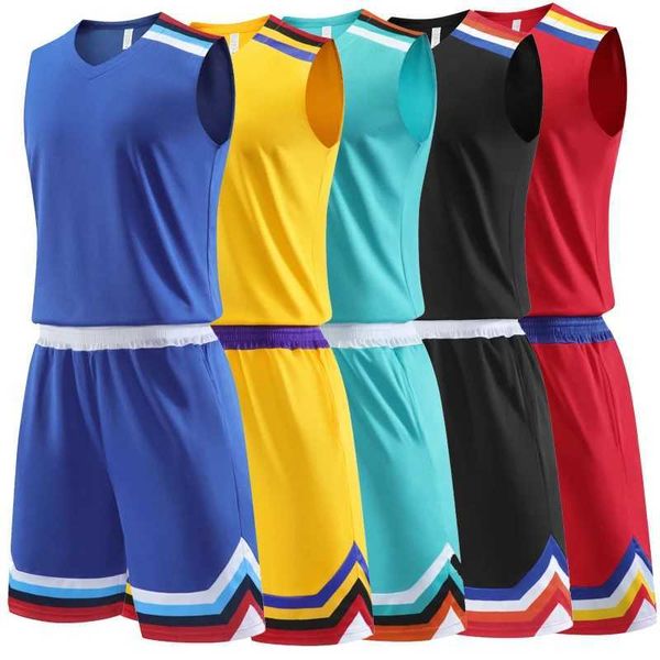 Os fãs tops tees masculino para crianças Jersey de basquete definida Women Women Blank Tracksuit Sport Roupas Kits Breaths Basketball Uniformes Basketball Suit de treinamento Y240423