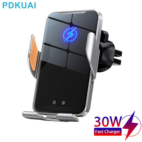 Chargers 30W Car Caricatore wireless Caricatore Air Mount Porta del telefono per iPhone 15 14 13 12 11 8 Samsung Xiaomi Induzione a infrarossi Carica rapida