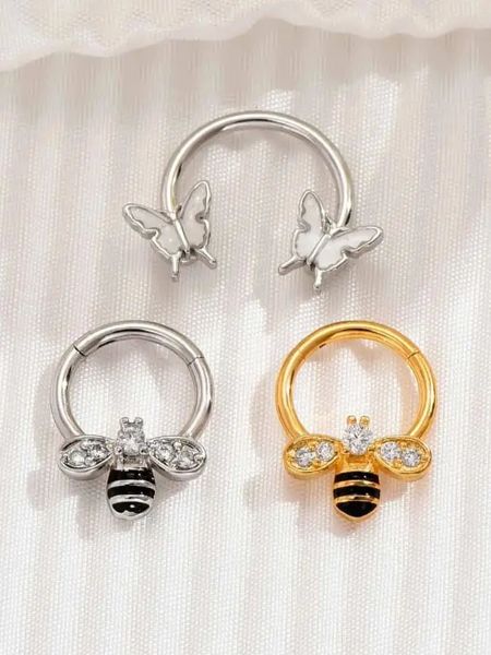 16G Batterfly Nose Ring Septum Clicker Piercings Пчело