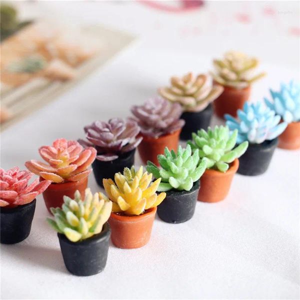 Fiori decorativi 18pcs decorazione di micro paesaggio mini simulazione pianta succulenta ornamento in vaso per regali domestici decorazioni per auto interne