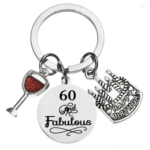 Chaves de aniversário de 60 anos Keychain Gift Ring Prese