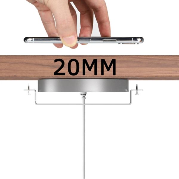 Зарядные устройства 10 Вт Qi беспроводное зарядное устройство 20 мм длинное расстояние невидимое настольное столик мебели скрыть базу беспроводной зарядки для iPhone x 13 Pro Max